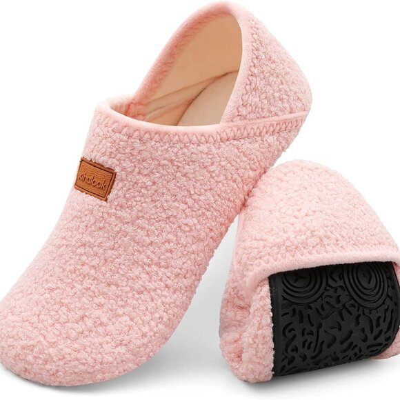 House Slippers Women Men Cozy Wool Fuzzy Slip-On Rubber Sole Indoor Outdoor - Picture 1 of 5